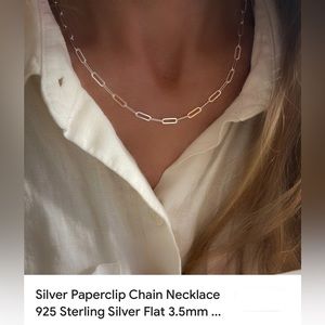Paperclip sterling, silver necklace, 18 inches